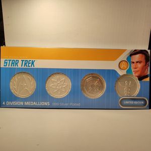 Star Trek Limited Edition Silver Plated Starfleet Divisions Medallions Set Of 4